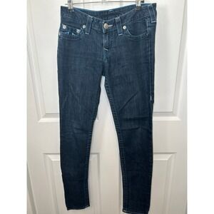 True Religion Skinny Jeans Dark‎ Wash Denim Blue Stitch USA Made Size 29